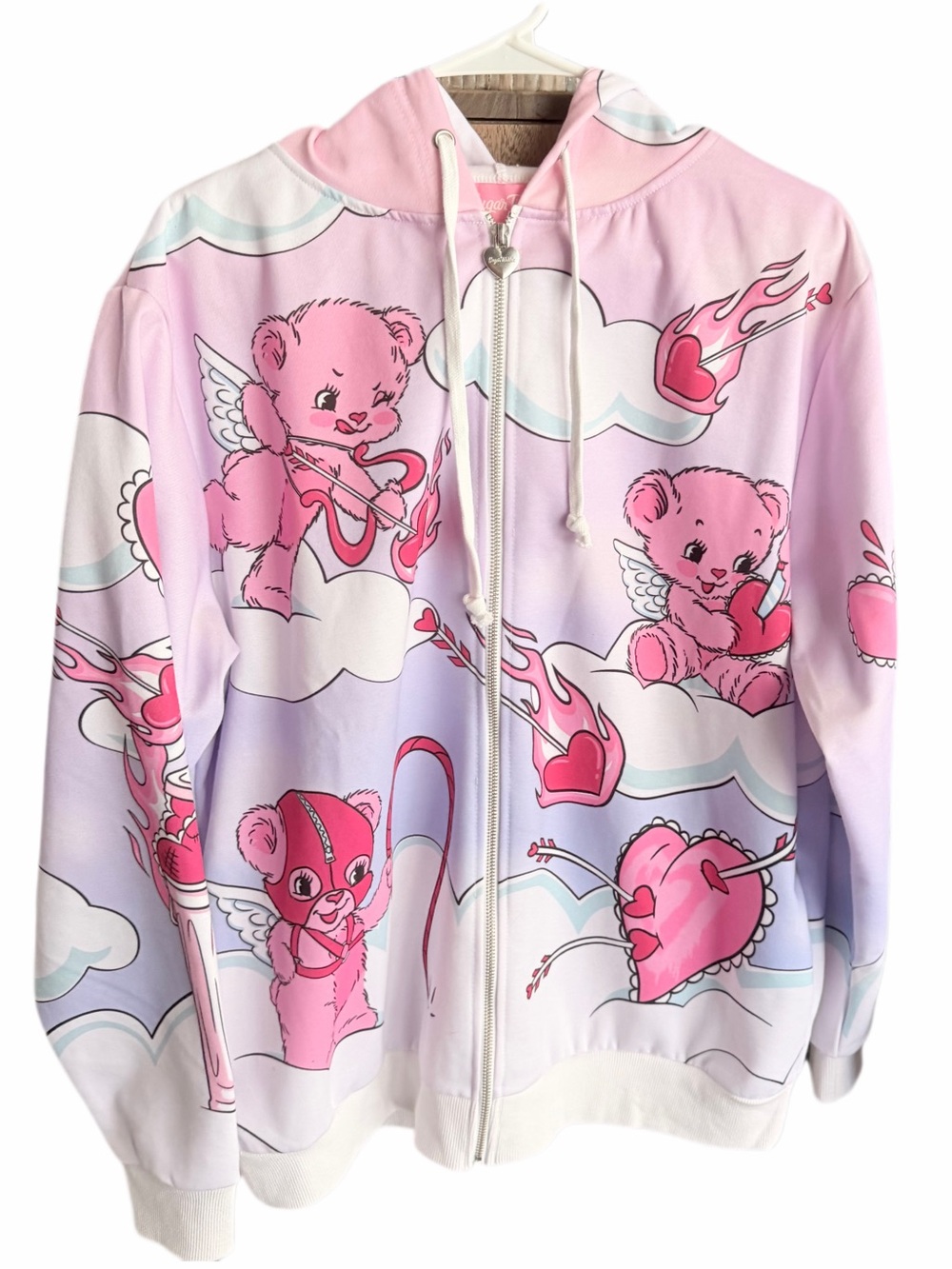 Sugar Thrillz Pink Cupid Bear Zip Hoodie